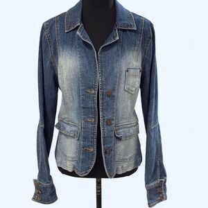 Early Y2K fitted denim jacket‎ by Paris Blues